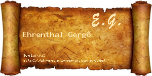 Ehrenthal Gergő névjegykártya